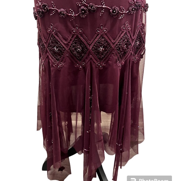 🚫SOLD🚫 Vintage Sue Wong Nocturne Dress Crochet Flowers Beaded Mesh Sheer - Picture 3 of 7